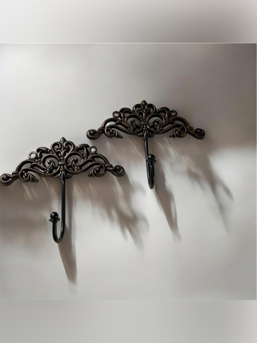 Ornate Metal Wall Hook - Brown and Antique Gold set of 2